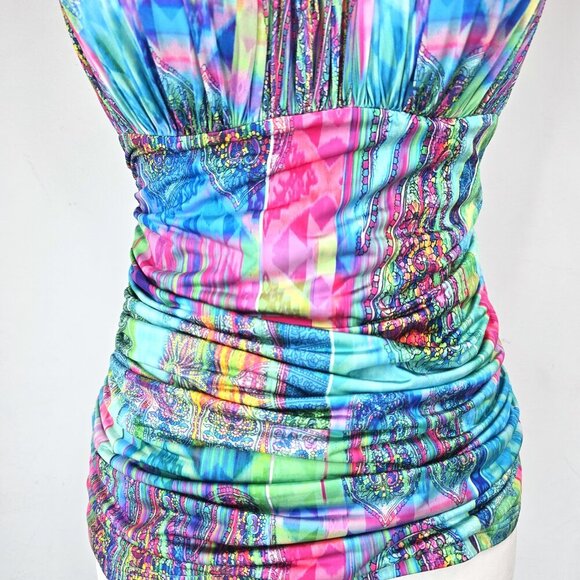 Profile by Gottex Jasmin Colorful Ruched Bandeau Tankini Top - Picture 3 of 11